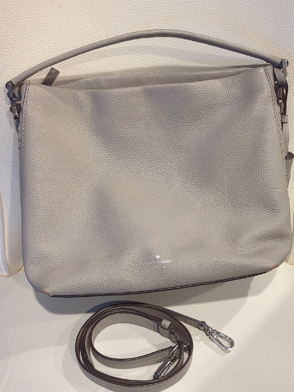 kate spade Pebbled Leather Shoulder Bag in Light Gray